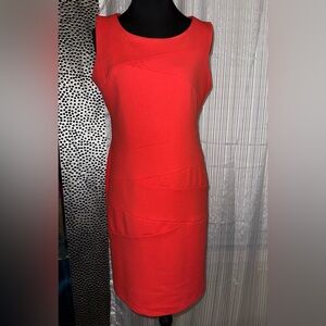 Ronni Nicole Striking Red/Orange Midi Dress